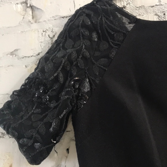 Sheath Sequin Sleeve V Neck Back Dress - Picture 6 of 8